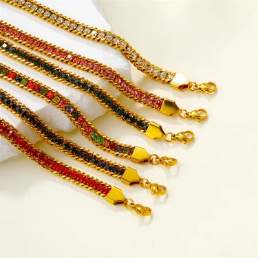 316L Stainless Steel New Fashion Fine Waterproof Jewelry Minimalism 6 Colors Embed Zircon Charm Chain Tennis Bracelets For Women 3
