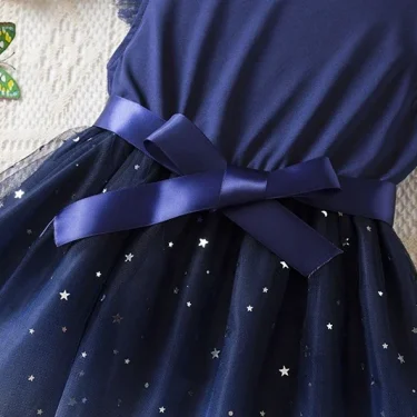 Summer Dress for Girls Sequin Eleagnt Solid Tulle Baby Clothes 2 4 6 Yrs Birthday Party Kid's Dresses 2024 New in Dress for Baby 6