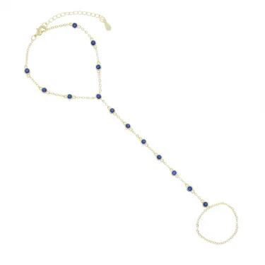 Summer Jewelry Pendant Link Chain Ring Bracelet for Women White Green Blue Stone CZ Gold Plated Adjust Bracelet Accessories 4