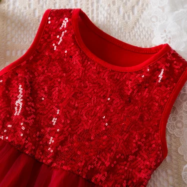 Baby Girls Clothes for Summer 2-6 Yrs Children Sleeveless Dress Toddler Girls Dresses Sequins Tutu Princess Birthday Party Dress 5