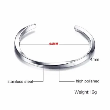 2024 New Simple Twisted Stainless Steel Open Bangles for Men Women Delicate Silver Color Cuff Bracelet Fashion Party Jewelry 5