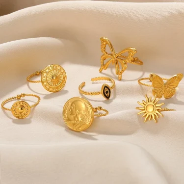 Stainless Steel Sun Rings For Women Gold Color Sun Butterfly Finger Adjustable Ring Aesthetic Fashion Wedding Jewelry Gift 2025 3