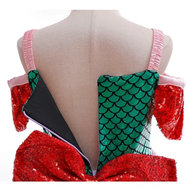 Little Girls Mermaid Princess Dress Kids Ariel Costume Children Birthday Theme Party Outfits Child Luxury Fluffy Elegant Gown 6