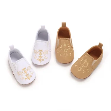 Cotton Gold Embroidery Soft Baby Girls And Boys Summer Shoes First Walkers Newborn Shoes Casual Soft Sole Toddler Shoes 1