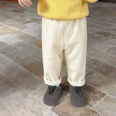 New Autumn Winter Toddler Boys Girls Casual Corduroy Pants Children Kids Warm Trousers Loose Pants Outside Versatile 4