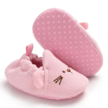 Newborn Baby Crib Shoes Boys Girls Casual First Walker Cute Animal Ear Soft Soles Anti-Slip Toddler Flat Shoes for 0-18 Months 5