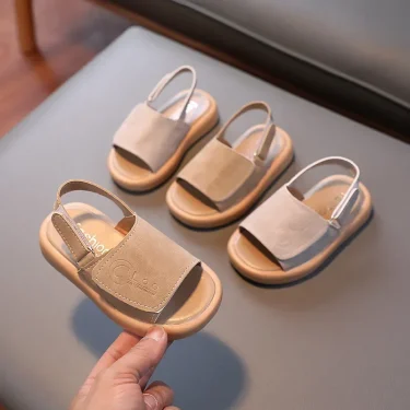 Sandals for Boys Fashion Summer Shoes 1-3-6 Years Girls Open Toe Matte Pu Leather Shoes Sandals Children Slippers 3