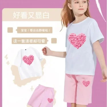 Girls Cute Happy Cat Printed Clothes Set Kids Summer Fashion Short Sleeve T Shirt+Shorts 2pc Suit Children Outfits 5