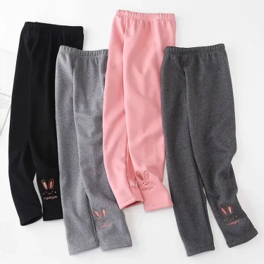 Girls Leggings Autumn Winter Thick Warm Plus Cute Fond Rabbit Children Kids Baby Bottom Part Pants 2