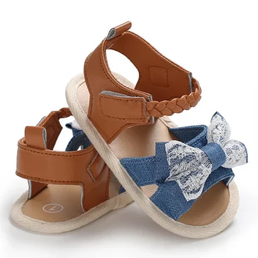 Cute Baby Girl Sandals Beach Slippers Infant Flexible Non-slip Bowknot Summer Flats Toddler Shoes Princess First Walkers 2