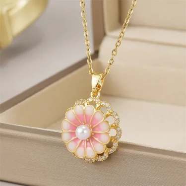 Exquisite Micro Inlaid Zircon Butterfly Tassel Necklace For Women Stainless Steel Moon Butterfly Flower Clavicle Choker Jewelry 3