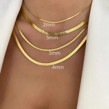 316L Gold Color Stainless Steel Snake Chain Necklace for Women Men Herringbone Choker Neck Chains 2024 Trend Jewelry Gift Hot 4
