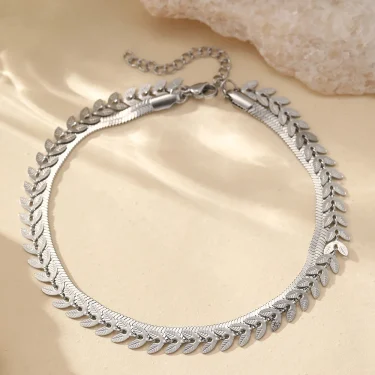 Stainless Steel Anklet Creative Splicing Wrap Around Leaf Design Blade Chain Anklet For Women Jewelry Goddess Banquet Fine Gifts 6