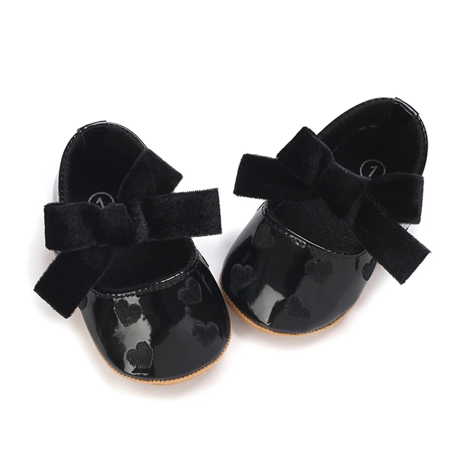 Baby Girls Shoes Cute Moccasinss Heart Bowknot Soft Sole PU Leather Flats Shoes First Walkers Rubber Non-Slip Princess Shoes 6