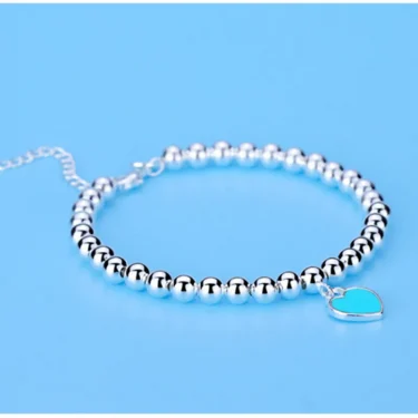 Andara 925 Sterling Silver beads chain Heart pendant Bracelets for Women Street all-match fashion designer Jewelry party wedding 5