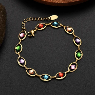 JewelryTop Fine 18K Gold Sterling Silver Colors Bracelets for Charm Lady Women Wedding Party Gifts 18+5cm original 1