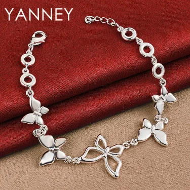 Women's 925 Sterling Silver 8 Inches Exquisite Butterfly Bracelet For Wife Fashion Charm Gifts Wedding Party Jewelry 4