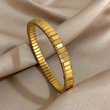 Greatera 6.5mm Width Thin Stainless Steel Elastic Bracelets Bangles for Women Gold Silver Color Stacked Bracelet Party Jewelry 2