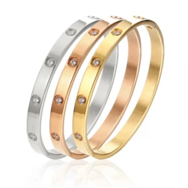 Stainless Steel Bracelets On Hand 6mm 4mm Bangles For Women Jewelry Lady Girl Women's Fashion Rhinestone Titanium Designer Gifts 1