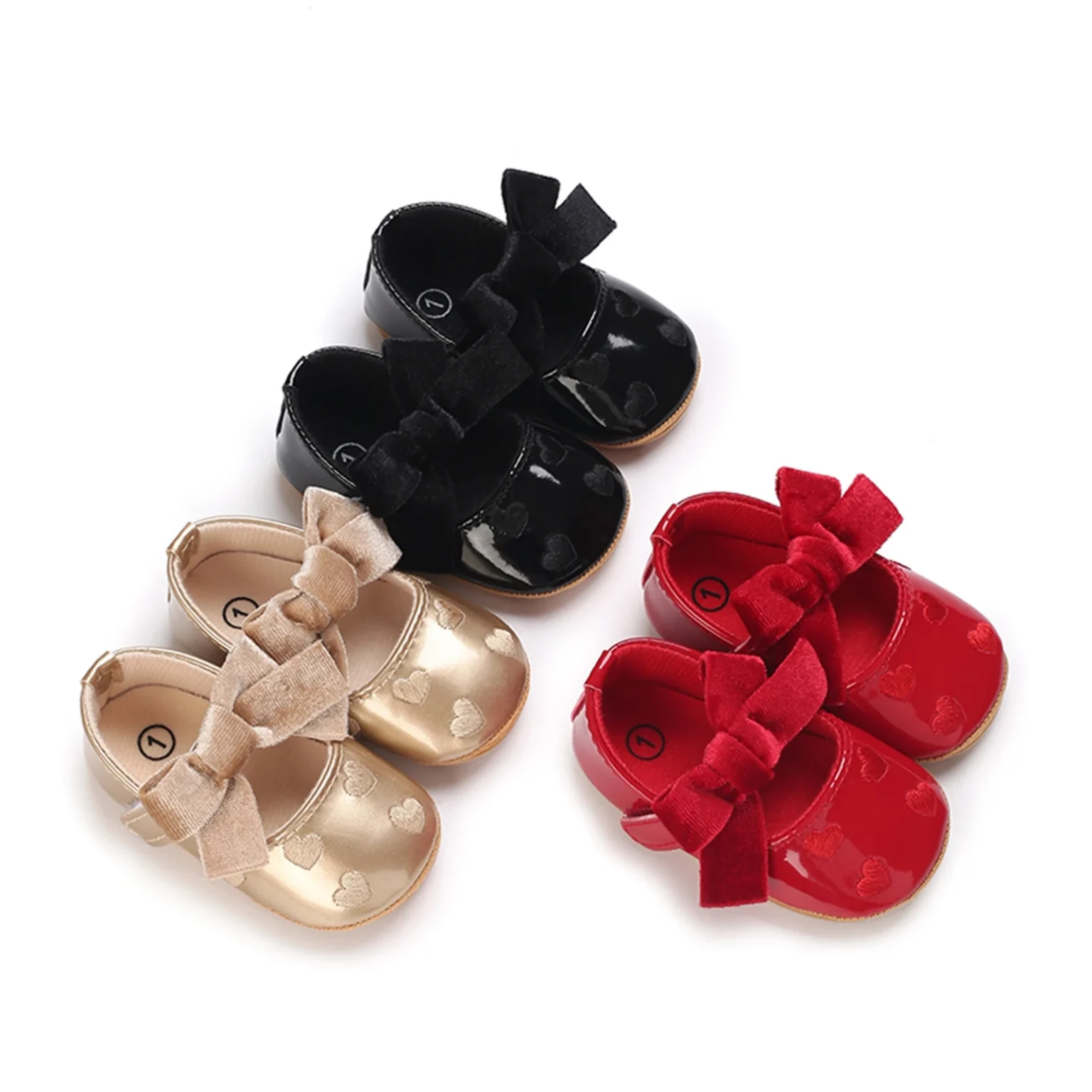 Baby Girls Shoes Cute Moccasinss Heart Bowknot Soft Sole PU Leather Flats Shoes First Walkers Rubber Non-Slip Princess Shoes 4