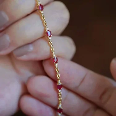 New light luxury silver inlaid ruby diamond bracelet for women chain charm fine section exquisite high-end engagement jewelry 1