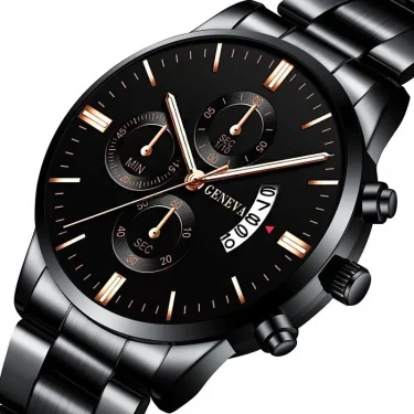 New Geneva Leisure Business Men's Watch Fashion Three Eyes Military Quartz Watch Stainless Steel Waterproof Gentleman Wristwatch 2