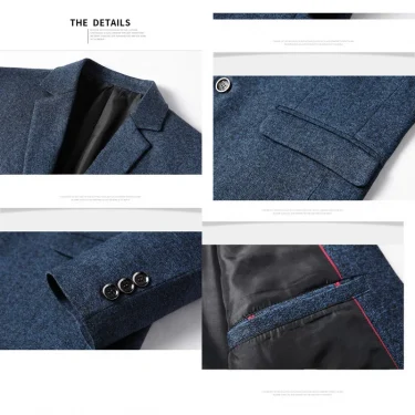 BROWON Brand Business Casual Jackets for Men Spring and Autumn Solid Color Turn-Down Collar Suits Blazer Wedding Blazer Men 6