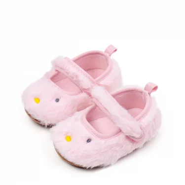 Cute Baby Girl Casual Shoes Spring and Autumn Warm Plush Three Colors TPR Sole Anti Slip Cartoon Design Prewalker Shoes BHF4220 5