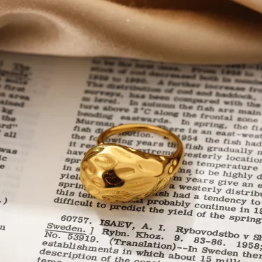 Creative Gold Color Stainless Steel Rings for Women Punk Chunky Irregular Smooth Round Dome Ring Female Statement Jewelry Gift 6