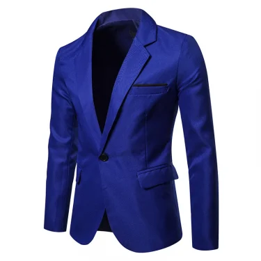 Royal Blue Blazer Men Casual Suit Solid Colour Mens Blazers Jacket Coat XXXL Size Single Button B10 1