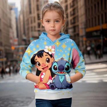 Kids Jackets Cute Stitch 3D Print Tops Pullovers 4-14 Years Old Sweater 24/25 New Children Hoodie Girls Autumn Winter Clothes 3
