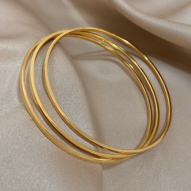 Greatera 3pcs/set 2mm Stainless Steel Thin Bangles Bracelets for Women Gold Plated Stackable Bracelet Waterproof Jewelry 5
