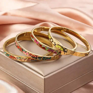 Exquisite Enamel Dripping Oil Colored Bracelet For Women, Light Luxury High-end Versatile Stainless Steel Bracelet, Jewelry Gift 2