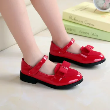 Girls Leather Shoes For Children Wedding Dress Princess School Shoes Kids Summer Bow-knot Black Student Sandals Korean Fashion 6