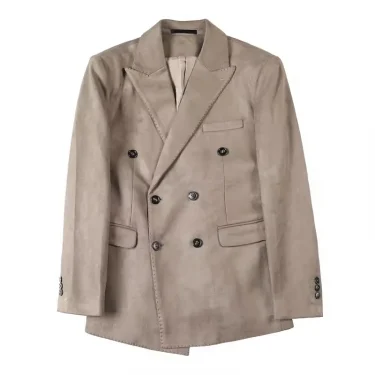 2025 High-quality fashion handsome business casual suede suit jacket men's autumn/winter Korean slim solid color suit 5