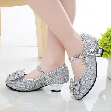 New Children Shoes Girls High Heel Princess Dance Sandals for Girls Kids Shoes Glitter Soft Leather Fashion Party Dress Wedding 1