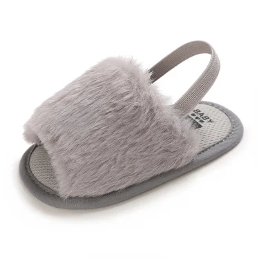 Winter Cute Baby Slippers Fluffy Baby Boy Girl Sandals Soft Non-slip Sole Toddler First Toddler Baby Shoes 3