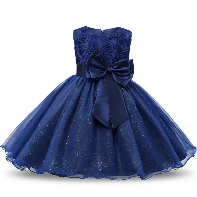 Princess Girl Dress Wedding Birthday Party Frocks for Children Costume With Bow Prom Ball Gown Elegant Party Dress For Girls 2