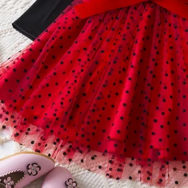 New Autumn Dress for Kids Girls 3-8Yrs Children Casual Clothes for Long Sleeve Girls Bow Princess Dress Cute Print Kids Clothes 6