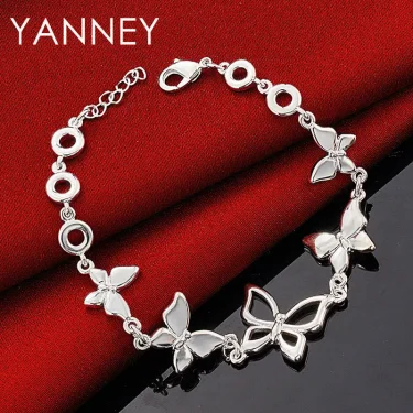 Women's 925 Sterling Silver 8 Inches Exquisite Butterfly Bracelet For Wife Fashion Charm Gifts Wedding Party Jewelry 2