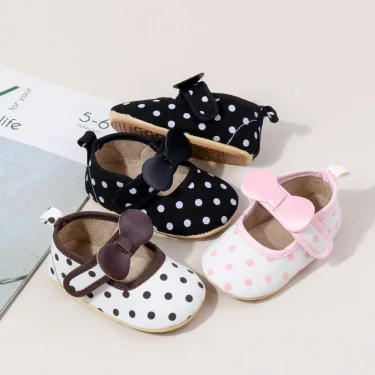 Baby Girl Polka Dot Cute Design Prewalker Shoes TPR Sole Non-slip High Quality Comfortable Indoor Outdoor Walking Shoes BZZ4179 3