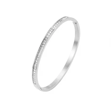 Classic Full of Square Rhinestone Stainless Steel Bangle for Women Advanced Waterproofing New Fashion Jewelry Wedding Party Gift 6