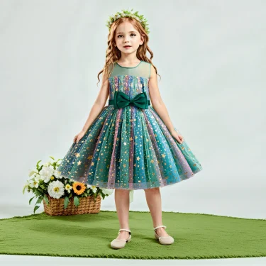 Christmas Unicorn Children's Sequins Tutu Dress Girls Rainbow Wedding Birthday Party Princess Dress Performance Cosplay Costume 2