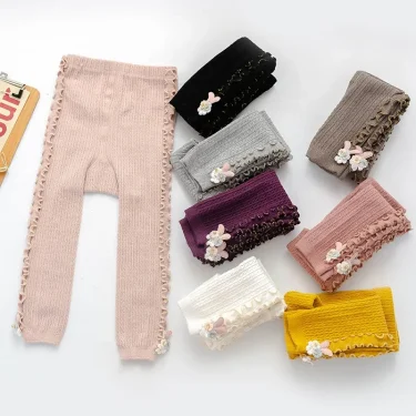 Warm Cotton Girls Leggings Knitting Rabbit Girls Pants Soild Color Baby Pants Kids Children Leggings 0-7 Years 1