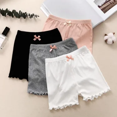 Summer Kids Leggings Solid Color Toddler Safety Pants Underwear Cotton Baby Short Cute Infant Stretch Shorts for Girls 3-12years 1