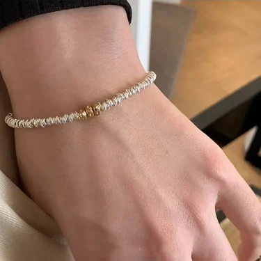 New 925 Silver Gold Color Geometric Beads Adjustable Punk String Bracelet For Woman Girl Fashion Jewelry Gift Dropship Wholesale 5