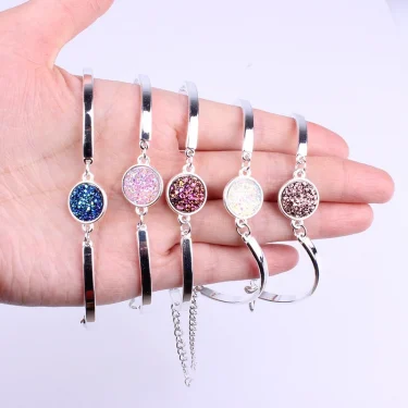 Round Rhinestone Linked Women's Hand Bracelets Korean Fashion Multicolor Crystal Charms Bracelet for Women Wholesale Accessories 2