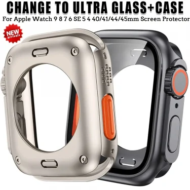 Screen Protector Cover for Apple Watch 45mm 44mm 40mm 41mm Hard PC Front Rear Bumper Case iwatch 9 8 7 SE 6 5 4 Change To Ultra 1