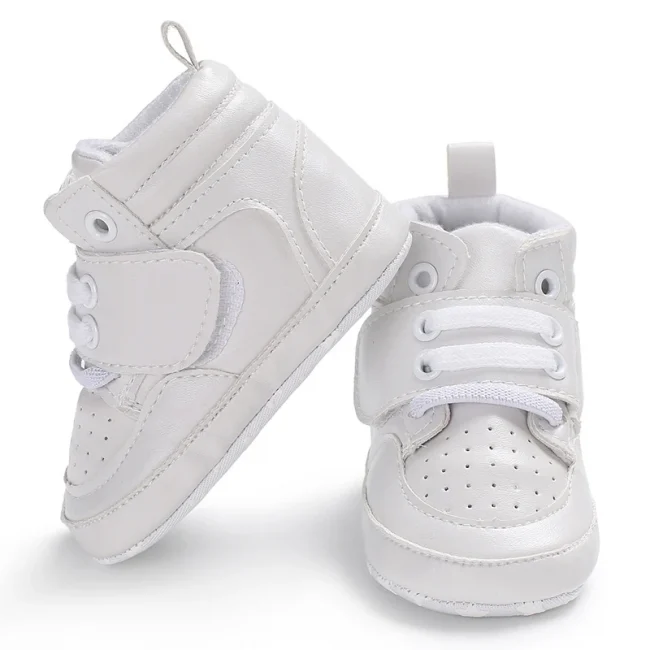 Newborn Baby Fashion Sneakers Shoes Boys Girls Solid Lace Up High Shoes Toddlers Breathable Non Slip First Walkers 0-18 Months 1