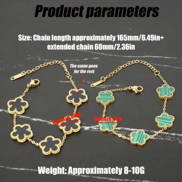 Adjustable New Design Gold Plated Stainless Steel 316L Plant Flower Bracelet With Five Leaf Petals Women's Luxury Gifts Clover 6